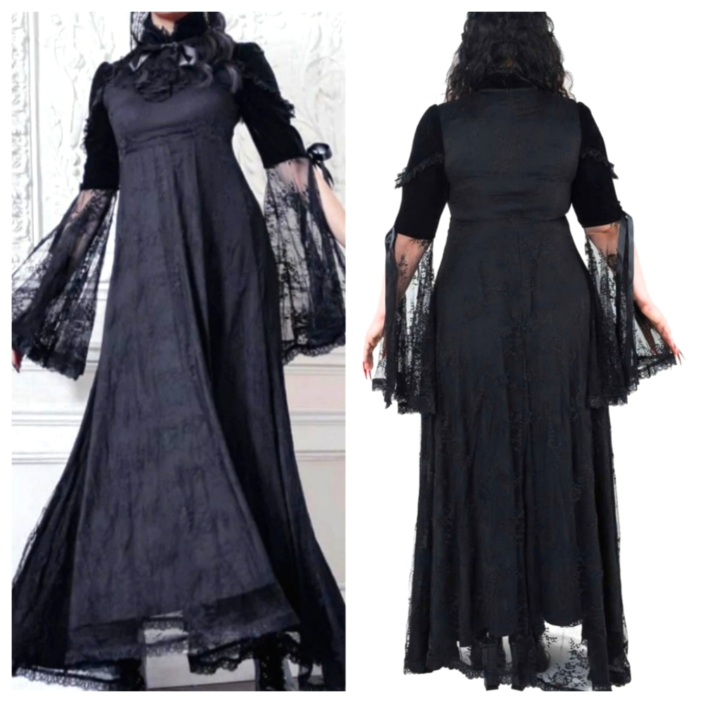 Killstar Countess Lace Maxi Gown Dress Black
